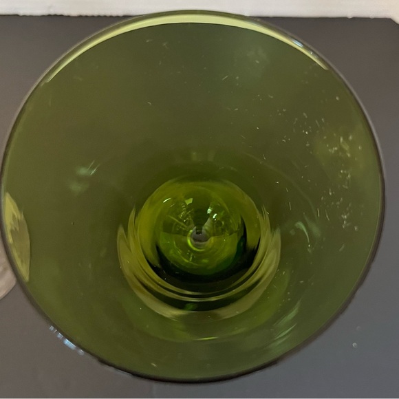 Stunning Vintage Jewel Toned Wine Glasses w/Clear Ball Stem Set of 2-Green/Amber - Picture 5 of 8
